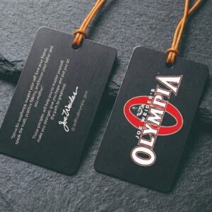 garment hang tag front logo back text made in Pakistan