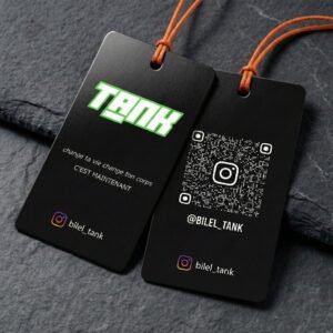 Premium Black Hang Tag with QR Code & Logo – Custom Clothing Tag Printing