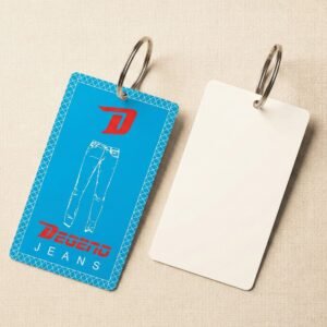 blue jeans hang tag with brand logo printed in Sialkot