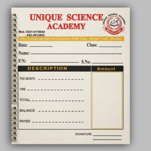 Academy Fee Slip Book Design – Duplicate Receipt Book for Coaching Centers