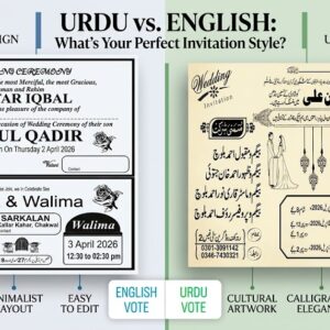 Urdu vs English Wedding Invitation Cards in Pakistan