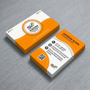 Premium double-sided sportswear business card design for visiting card printing in Sialkot