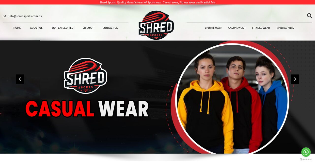 Shred Sports — custom printing PHP website built by Malik Art Sialkot